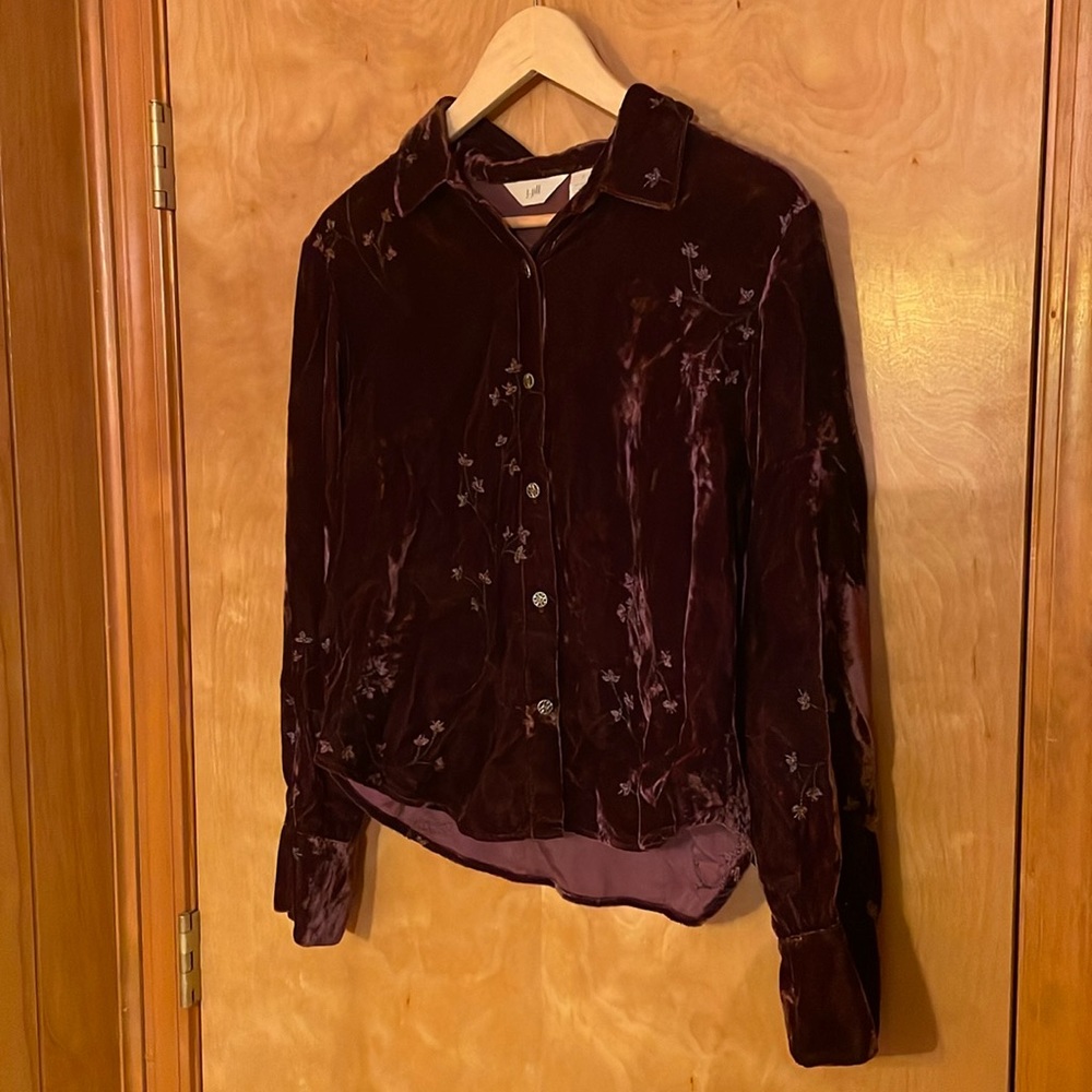 Vintage crushed velvet button up